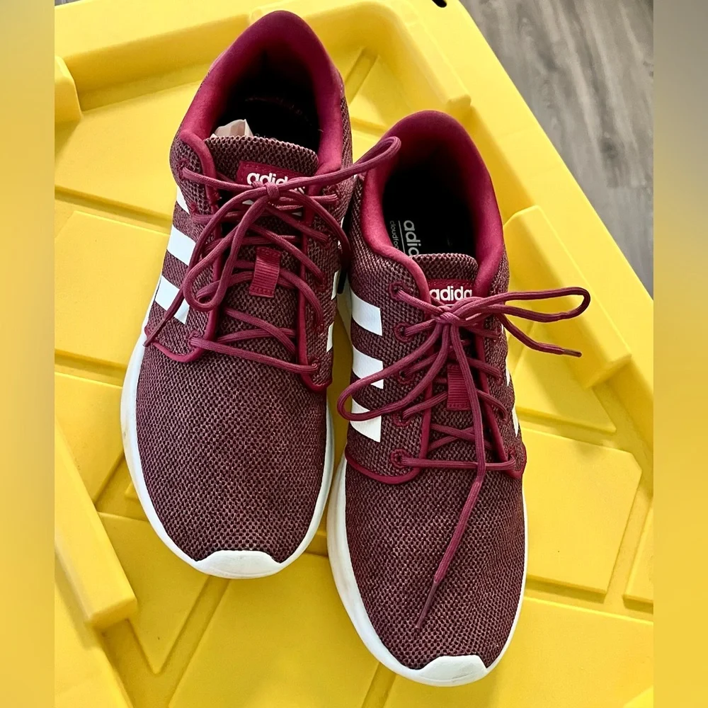 Women’s ADIDAS Neo Cloudfoam Qt Racer Running Shoe Maroon & White 8